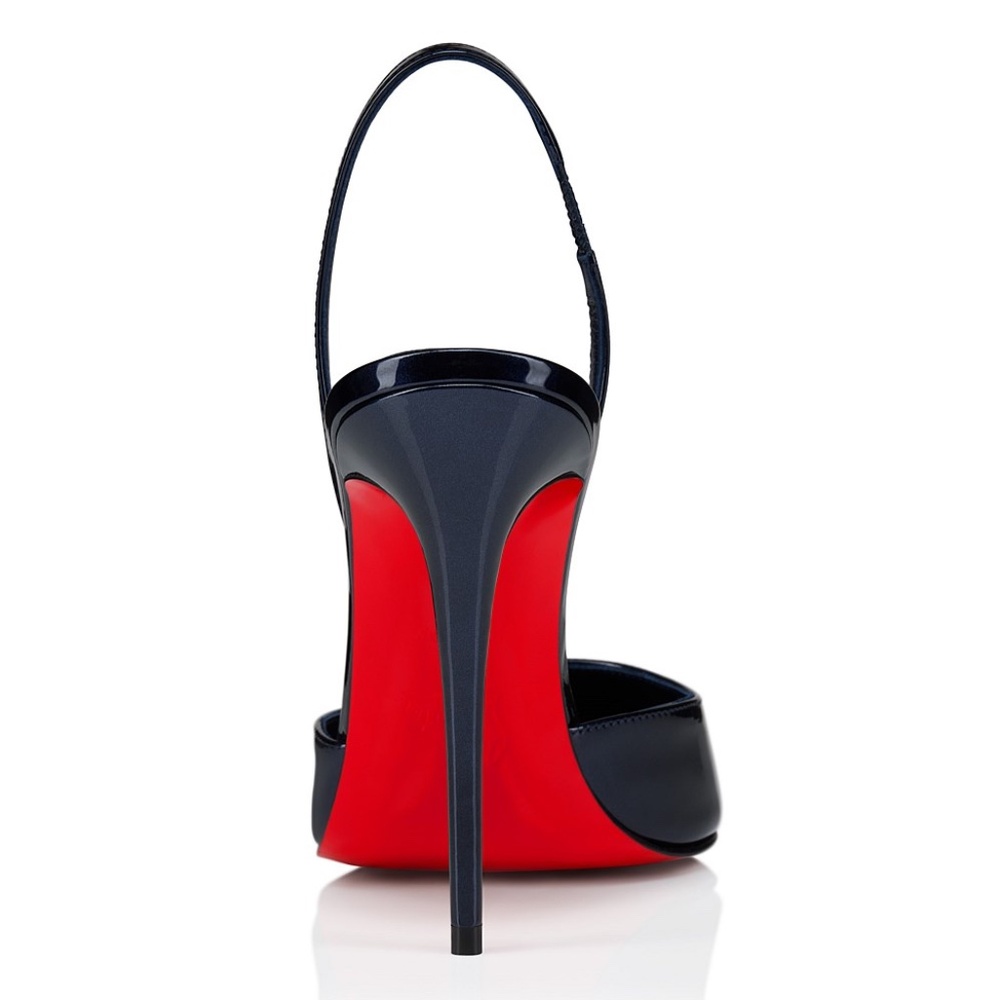 Christian Louboutin Kate Max O Sling 100 Zaffiro Blue Pointed Toe Heel Pump 38.5 - Picture 14 of 16